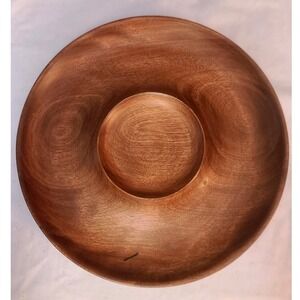 Hand Turned Vintage Woodbury‎ Woodware Oak Serving Round Platter